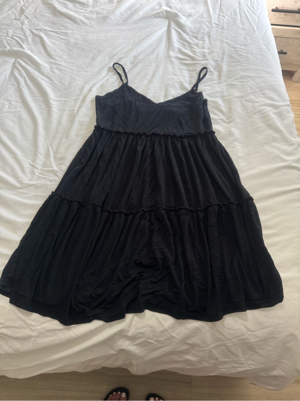 SHEIN Black Spaghetti Strap Tiered Mini Dress